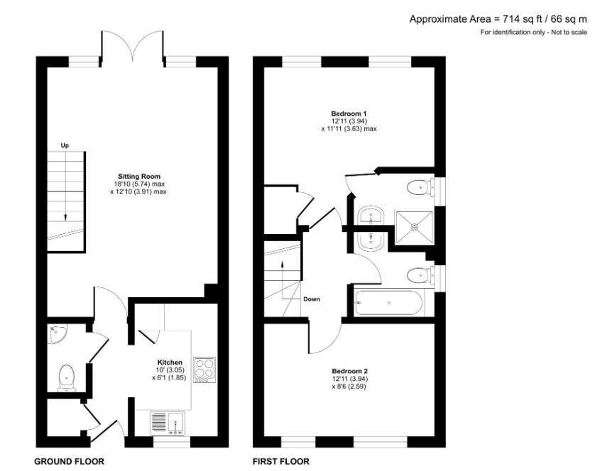 Floorplan of 2 bedroom Mid Terrace House for sale, Doris Bunting Road, Ampfield, Hampshire, SO51