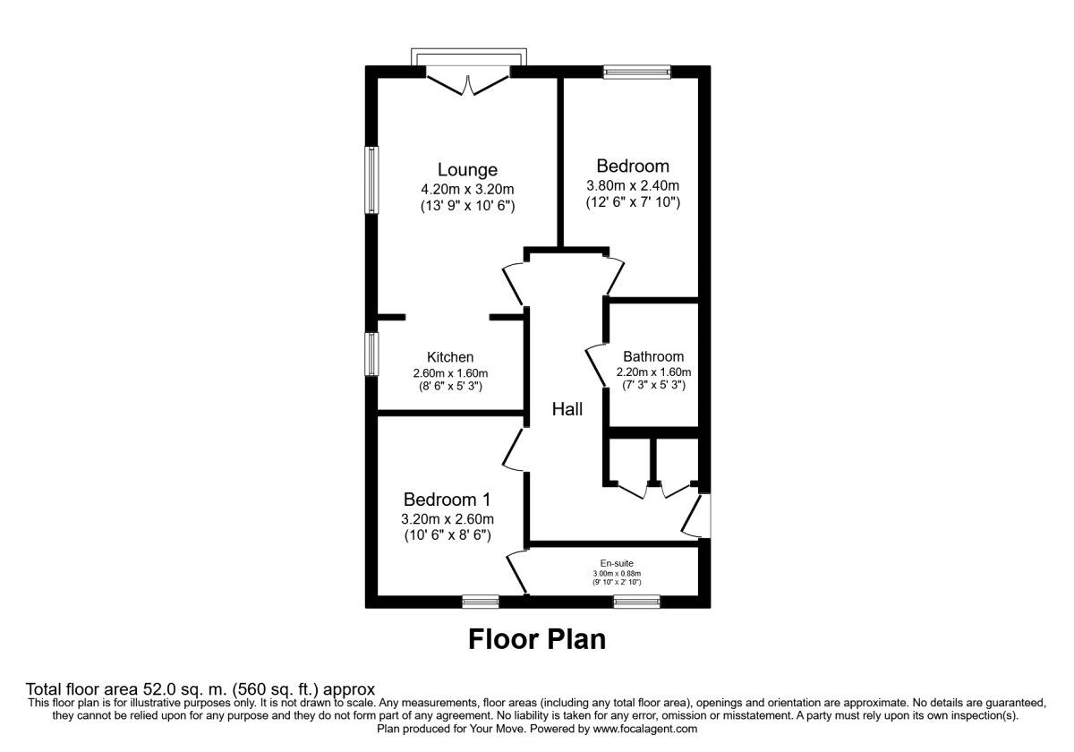 Floorplan of 2 bedroom  Flat for sale, Billys Copse, Havant, Hampshire, PO9