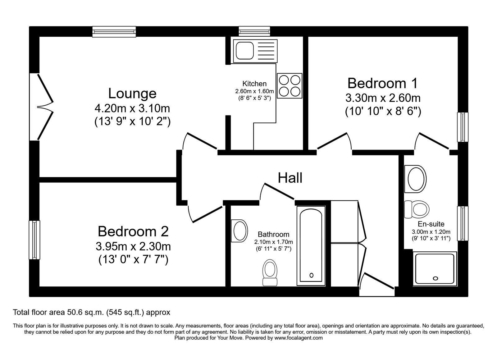 Floorplan of 2 bedroom  Flat for sale, Billys Copse, Havant, Hampshire, PO9