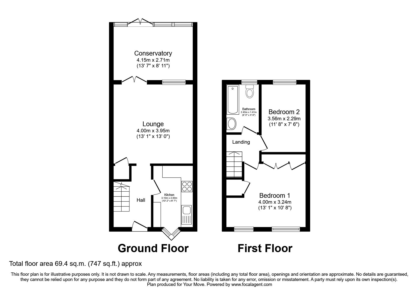 Floorplan of 2 bedroom Mid Terrace House for sale, Warspite Close, Portsmouth, PO2