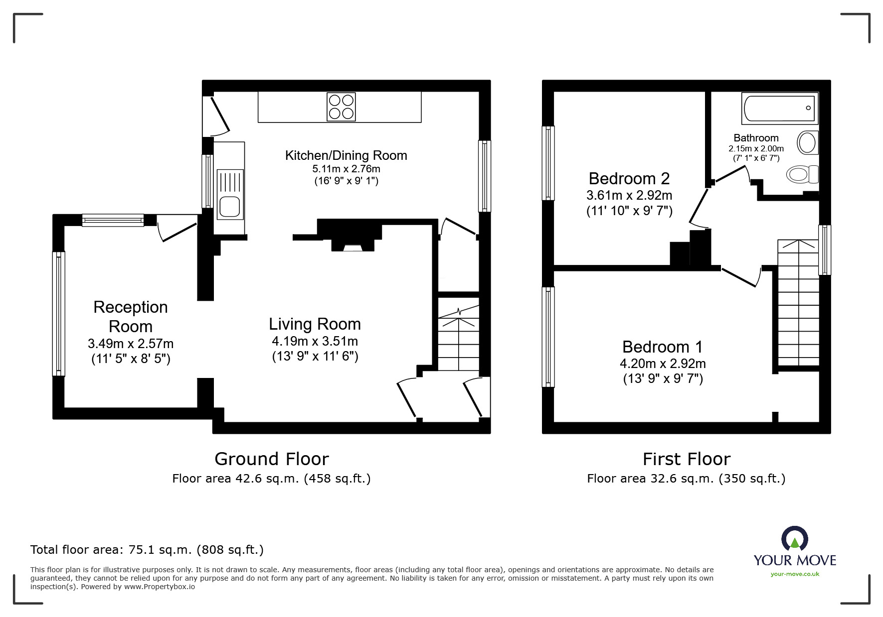 Floorplan of 2 bedroom Semi Detached House for sale, Finchdean Road, Havant, United Kingdom, PO9
