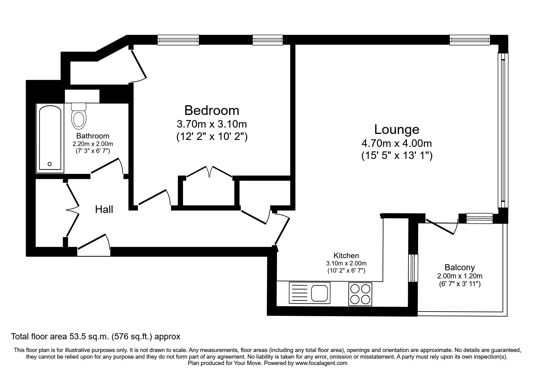 Floorplan of 1 bedroom  Flat for sale, Admiralty Road, Portsmouth, Hampshire, PO1