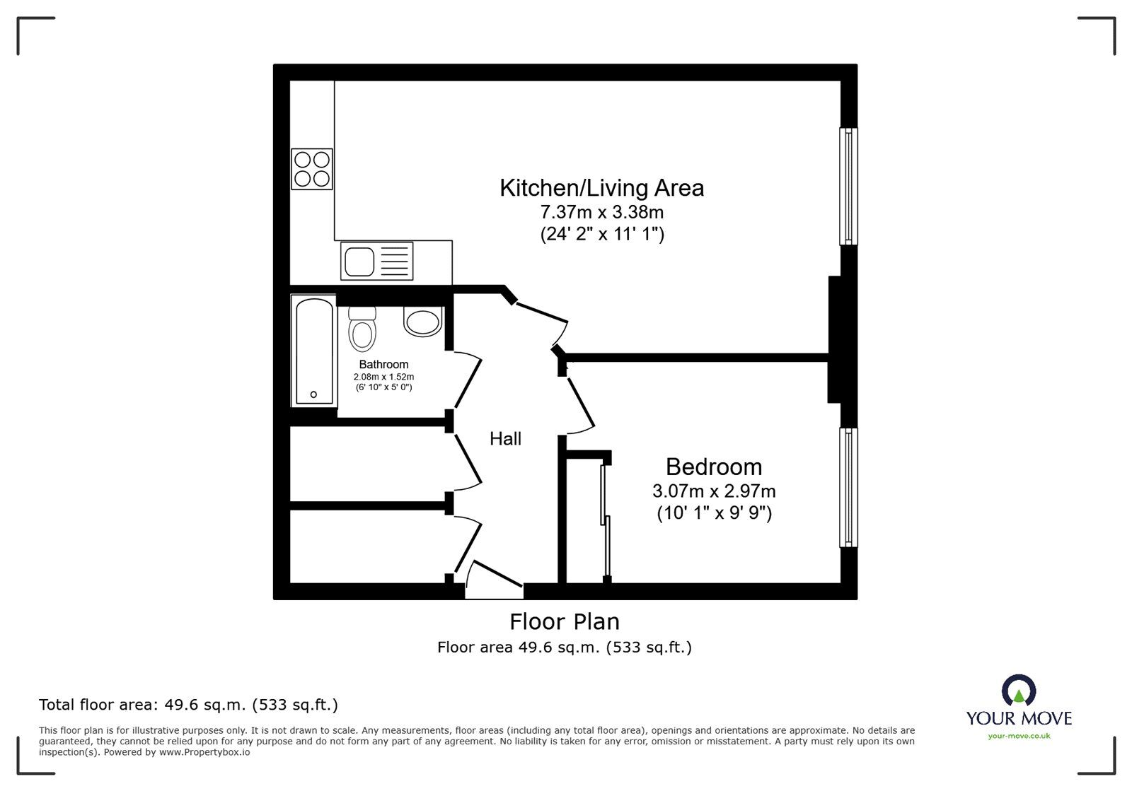 Floorplan of 1 bedroom  Flat for sale, St. Georges Walk, Gosport, Hampshire, PO12