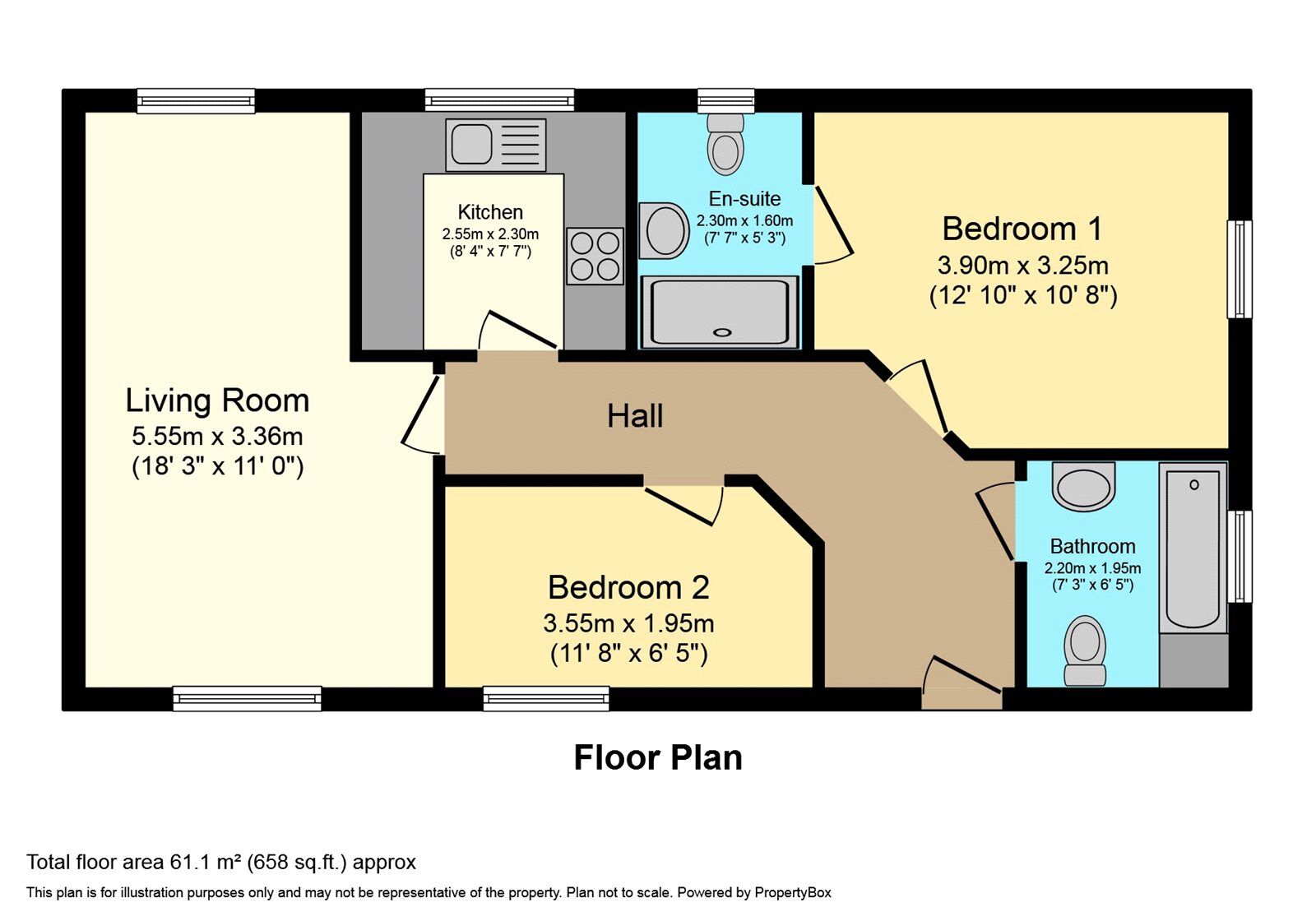 Floorplan of 2 bedroom  Flat for sale, Brockhampton Lane, Havant, Hampshire, PO9