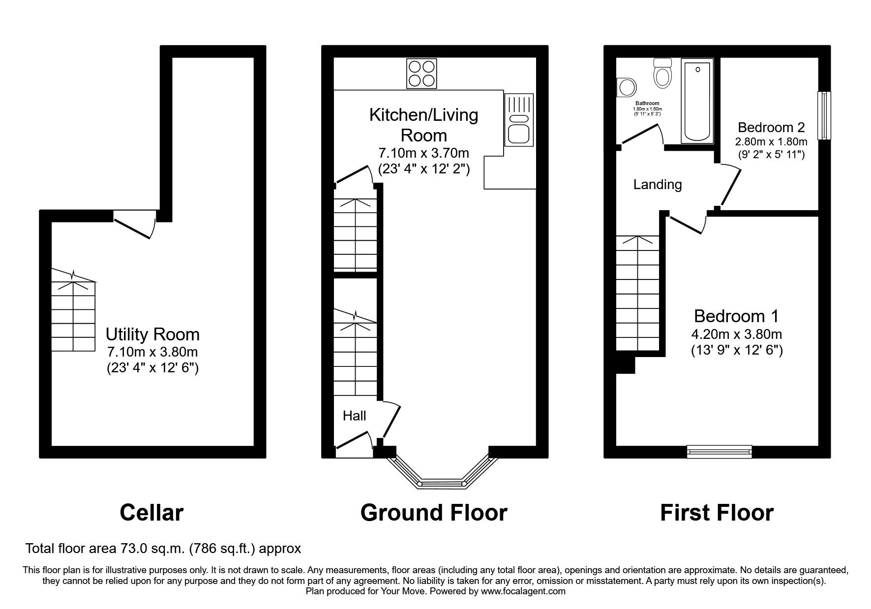 Floorplan of 2 bedroom End Terrace House to rent, Eastney Road, Southsea, Hampshire, PO4