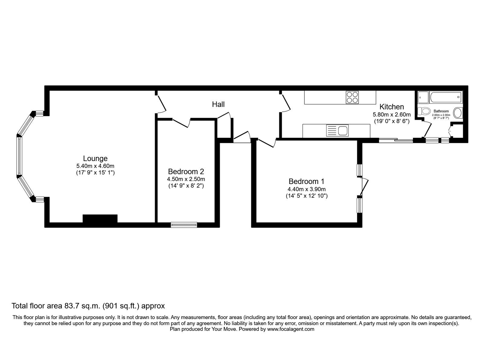 Floorplan of 2 bedroom  Flat to rent, Winter Road, Southsea, Hampshire, PO4