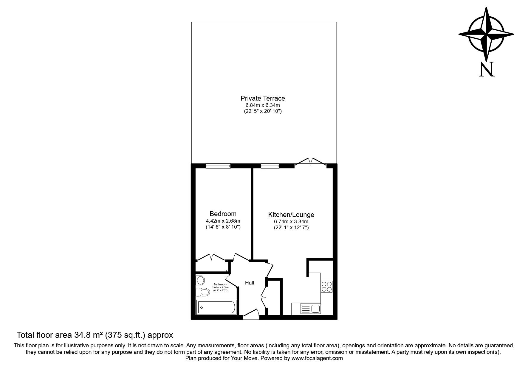 Floorplan of 1 bedroom  Flat for sale, Admiralty Road, Portsmouth, Hampshire, PO1