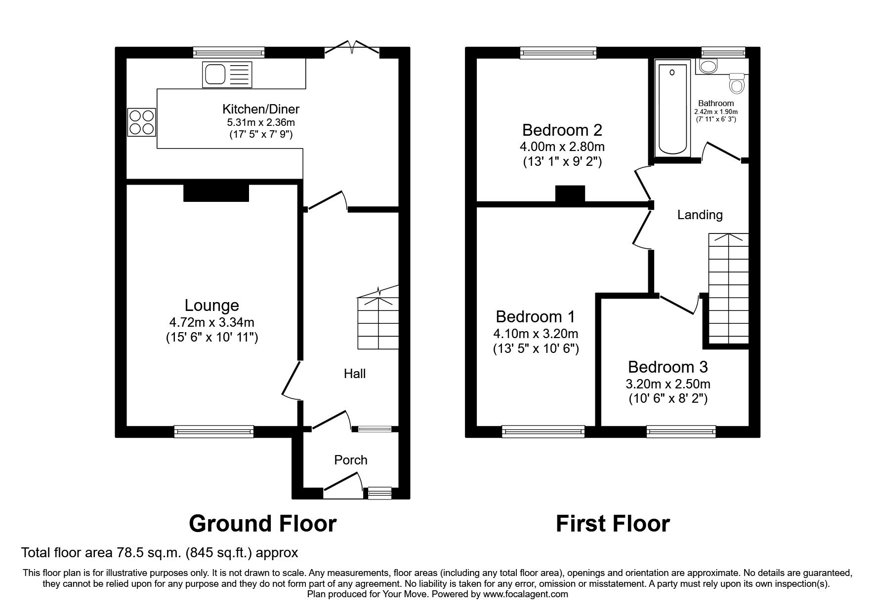 Floorplan of 3 bedroom Mid Terrace House for sale, Forestside Avenue, Havant, Hampshire, PO9