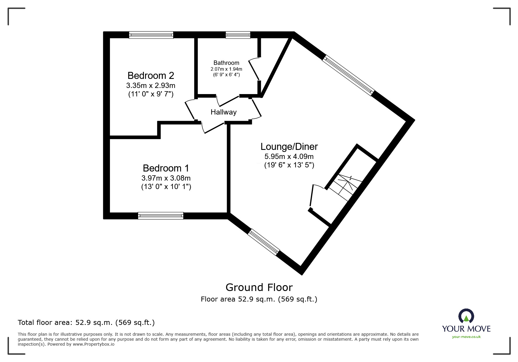 Floorplan of 2 bedroom  Flat for sale, Billys Copse, Havant, Hampshire, PO9