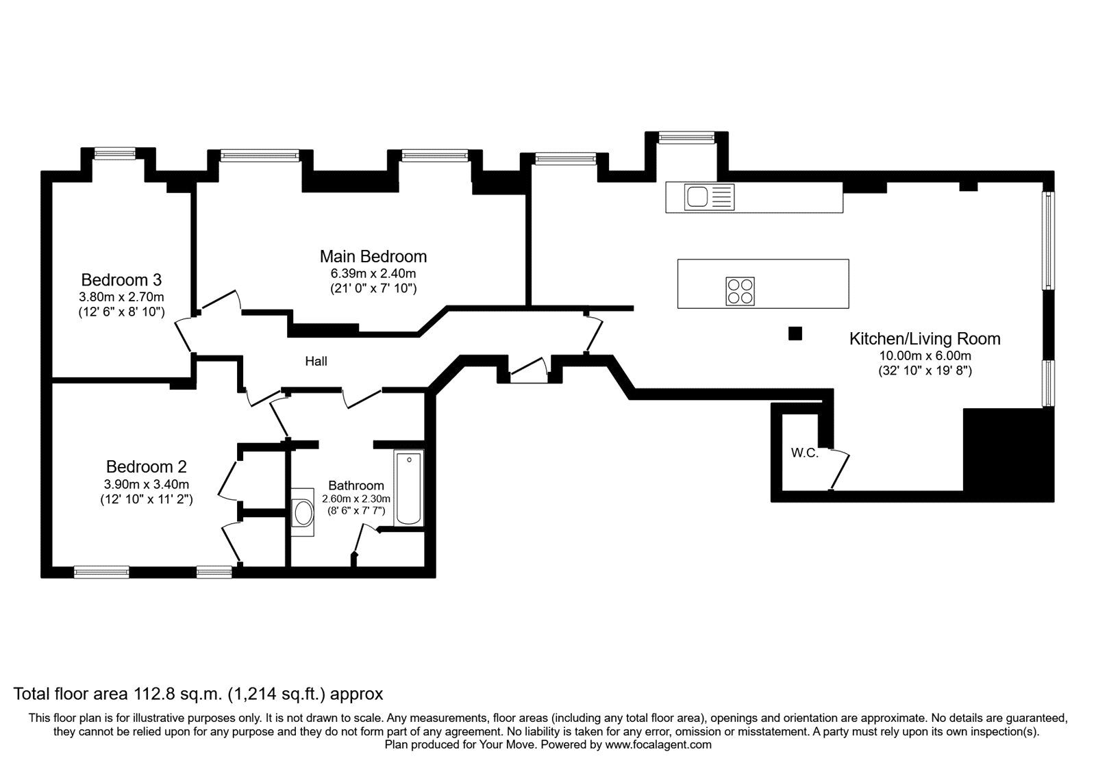 Floorplan of 3 bedroom Flat to rent, Bishop Street, Portsmouth, Hampshire, PO1