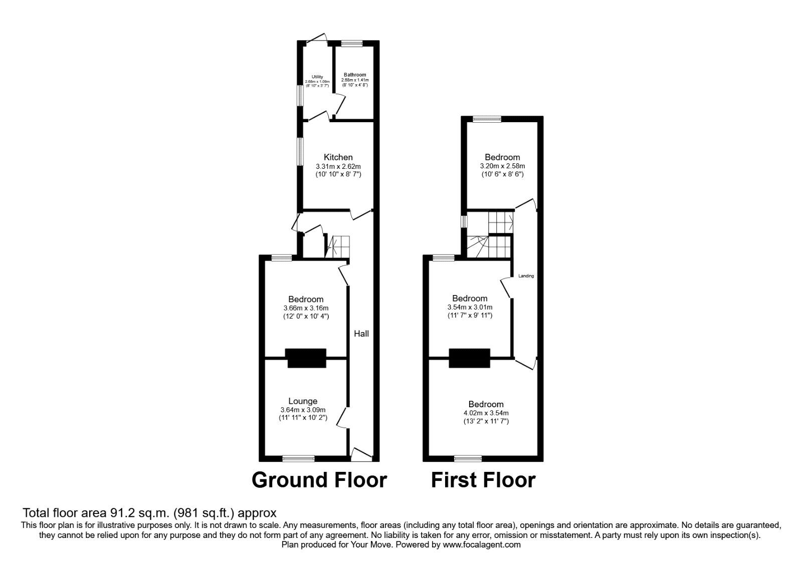 Floorplan of 4 bedroom  House to rent, Napier Road, Southsea, Hampshire, PO5