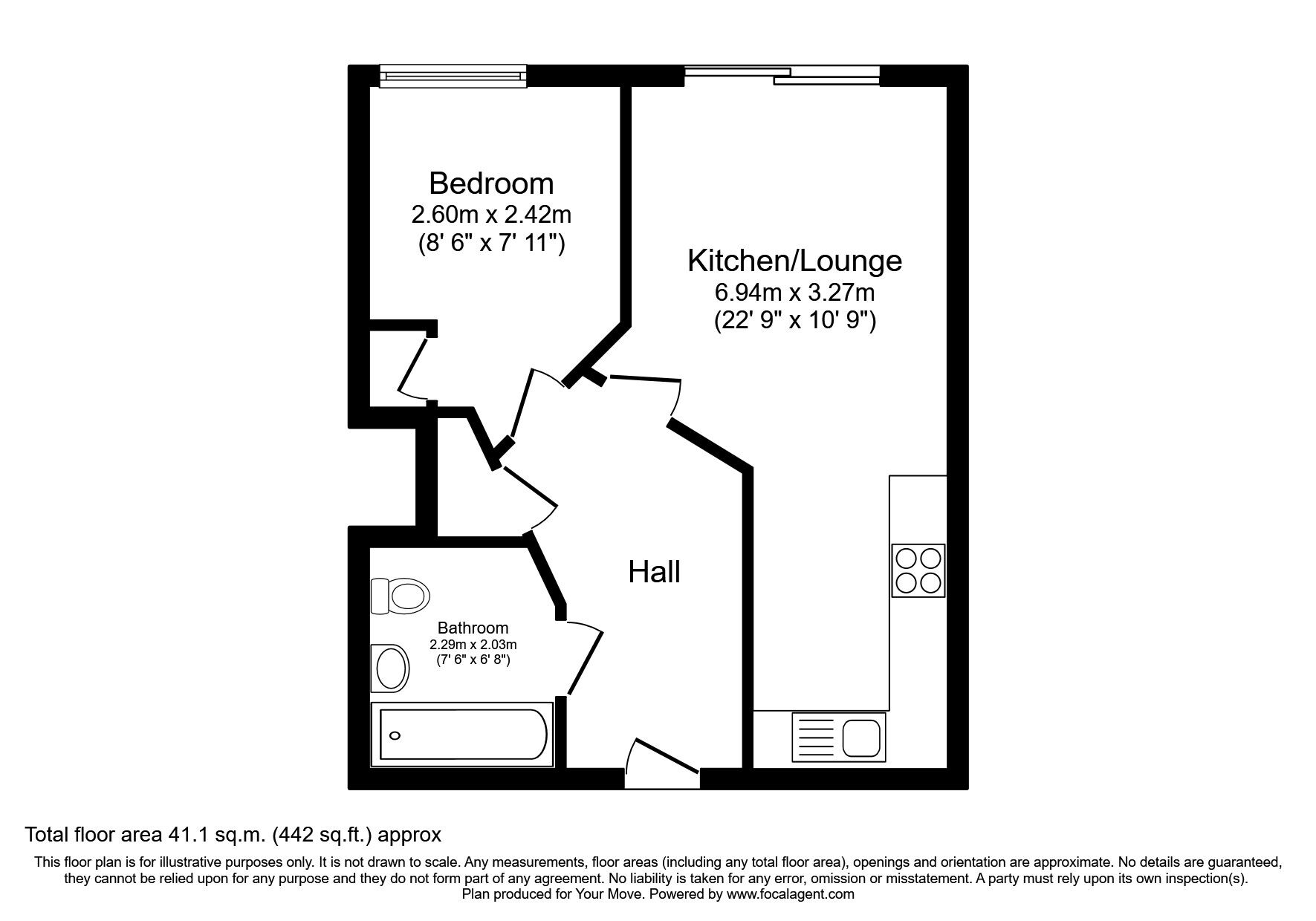 Floorplan of 1 bedroom Flat for sale, Gunwharf Quays, Portsmouth, PO1