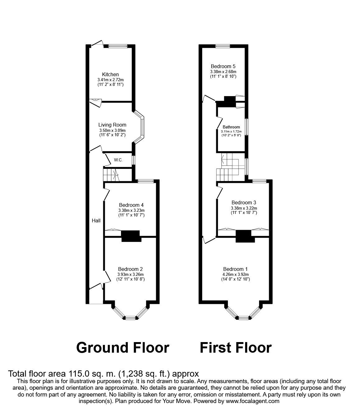 Floorplan of 5 bedroom House to rent, Fawcett Road, Southsea, Hampshire, PO4