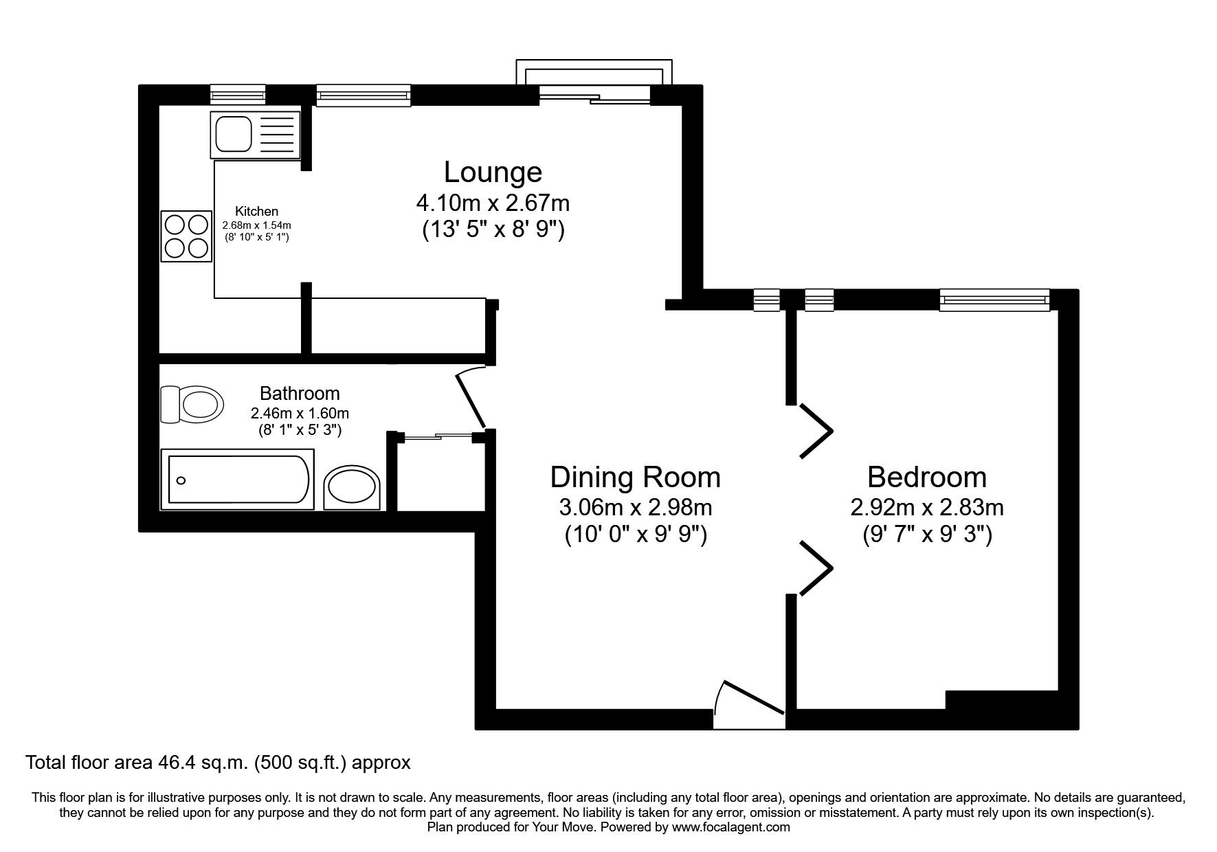 Floorplan of 1 bedroom Flat to rent, Crombie Close, Waterlooville, Hampshire, PO8