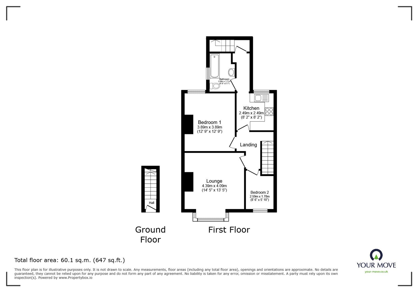 Floorplan of 2 bedroom Flat for sale, Ebery Grove, Portsmouth, Hampshire, PO3