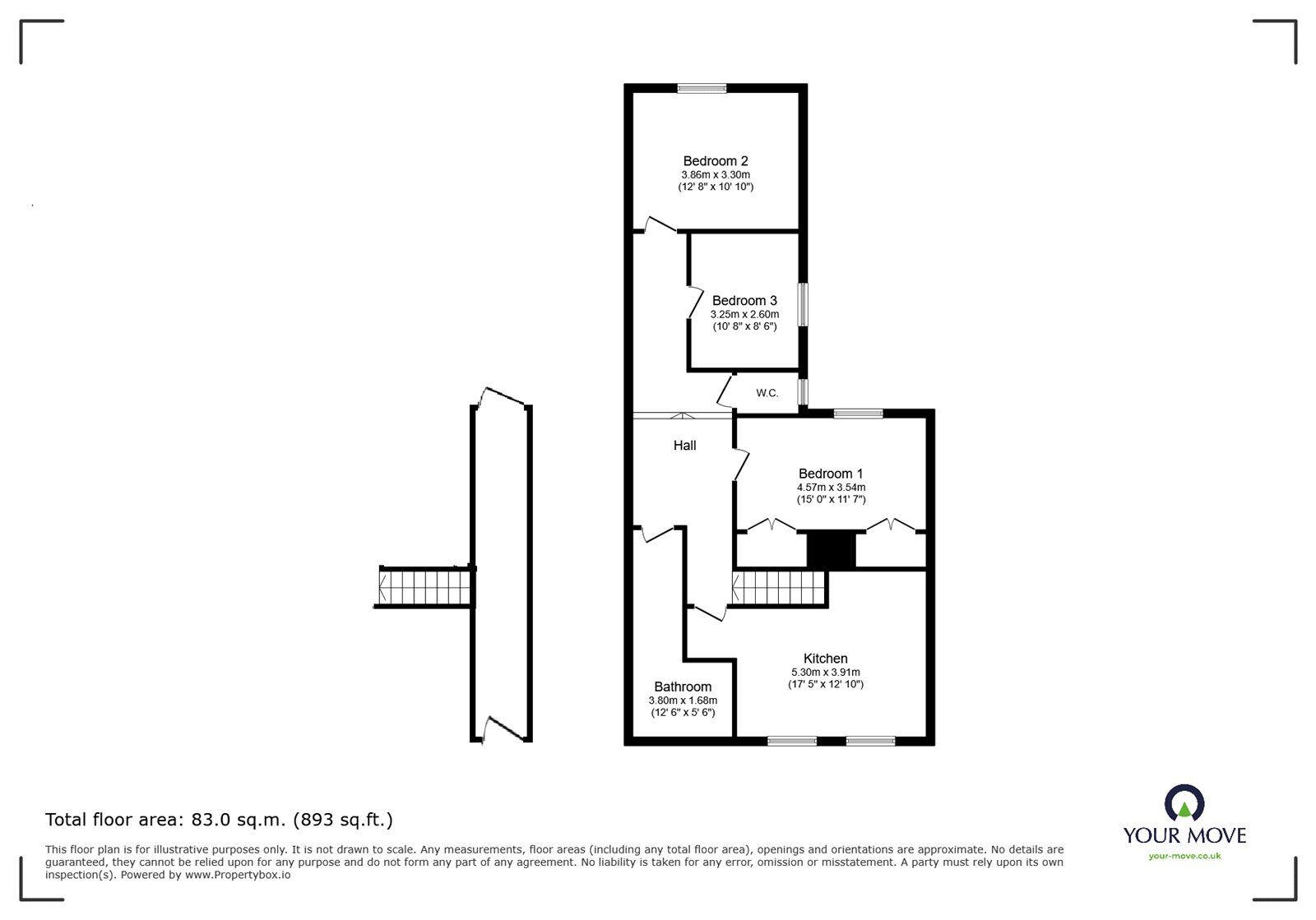 Floorplan of 3 bedroom Flat for sale, Hudson Road, Southsea, Hampshire, PO5