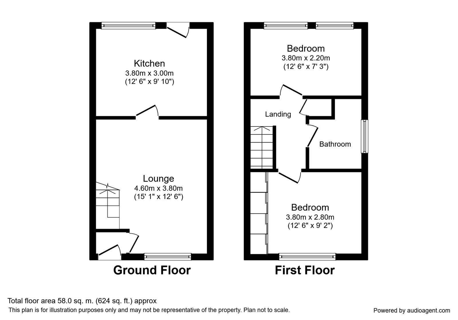 Floorplan of 2 bedroom Mid Terrace House for sale, Novello Gardens, Waterlooville, Hampshire, PO7
