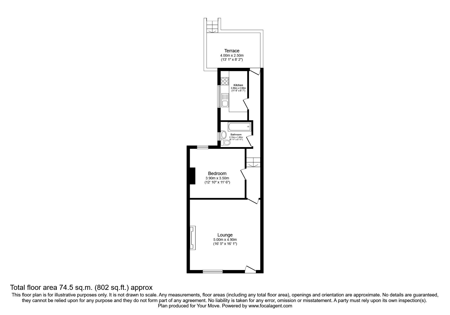 Floorplan of 1 bedroom Flat for sale, Wilton Place, Southsea, Hampshire, PO5