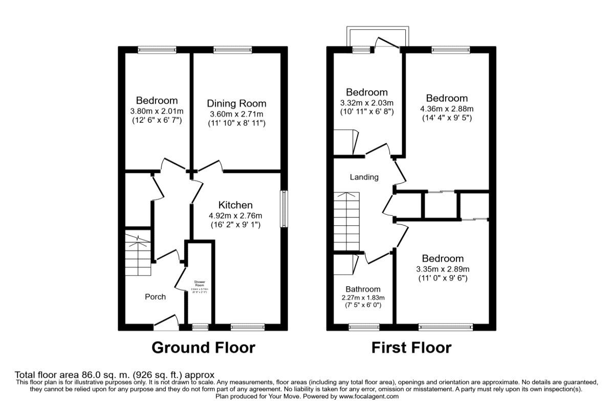 Floorplan of 4 bedroom Flat to rent, Cottage Grove, Southsea, Hampshire, PO5