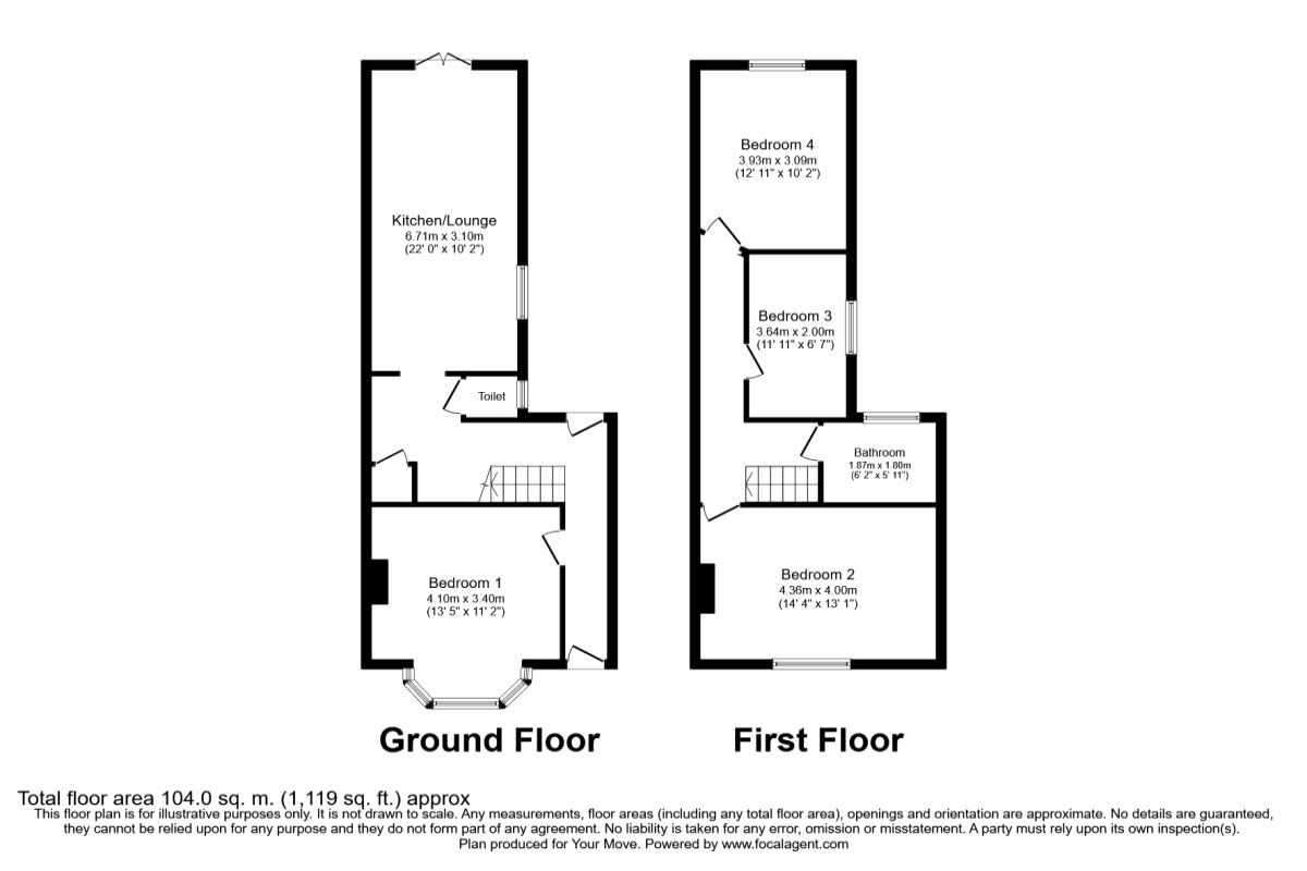 Floorplan of 4 bedroom End Terrace House to rent, Manners Road, Southsea, Hampshire, PO4