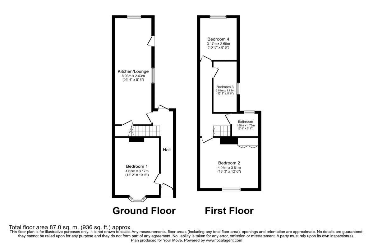Floorplan of 4 bedroom House to rent, Orchard Road, Southsea, Hampshire, PO4