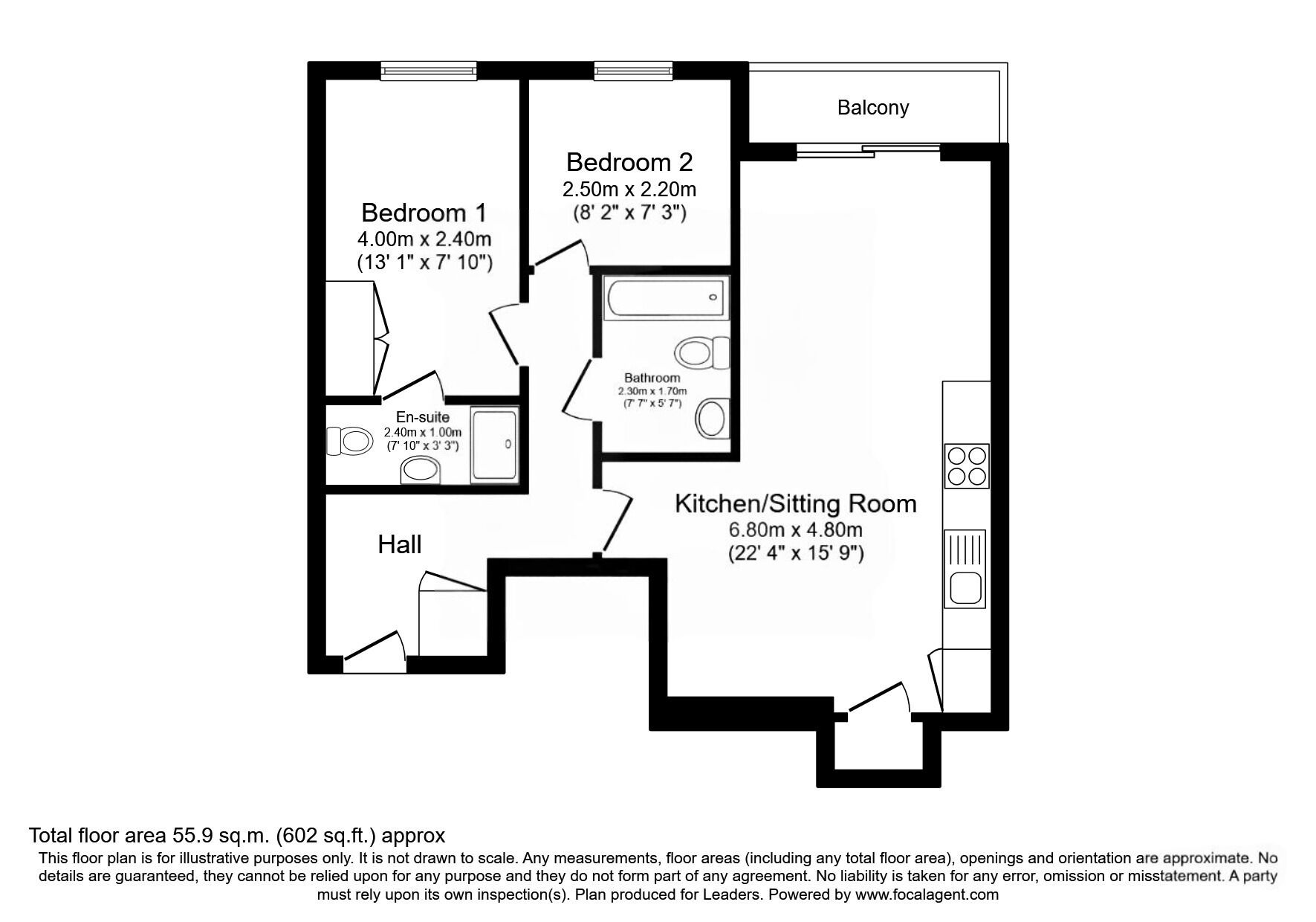 Floorplan of 2 bedroom Flat to rent, Gunwharf Quays, Portsmouth, Hampshire, PO1