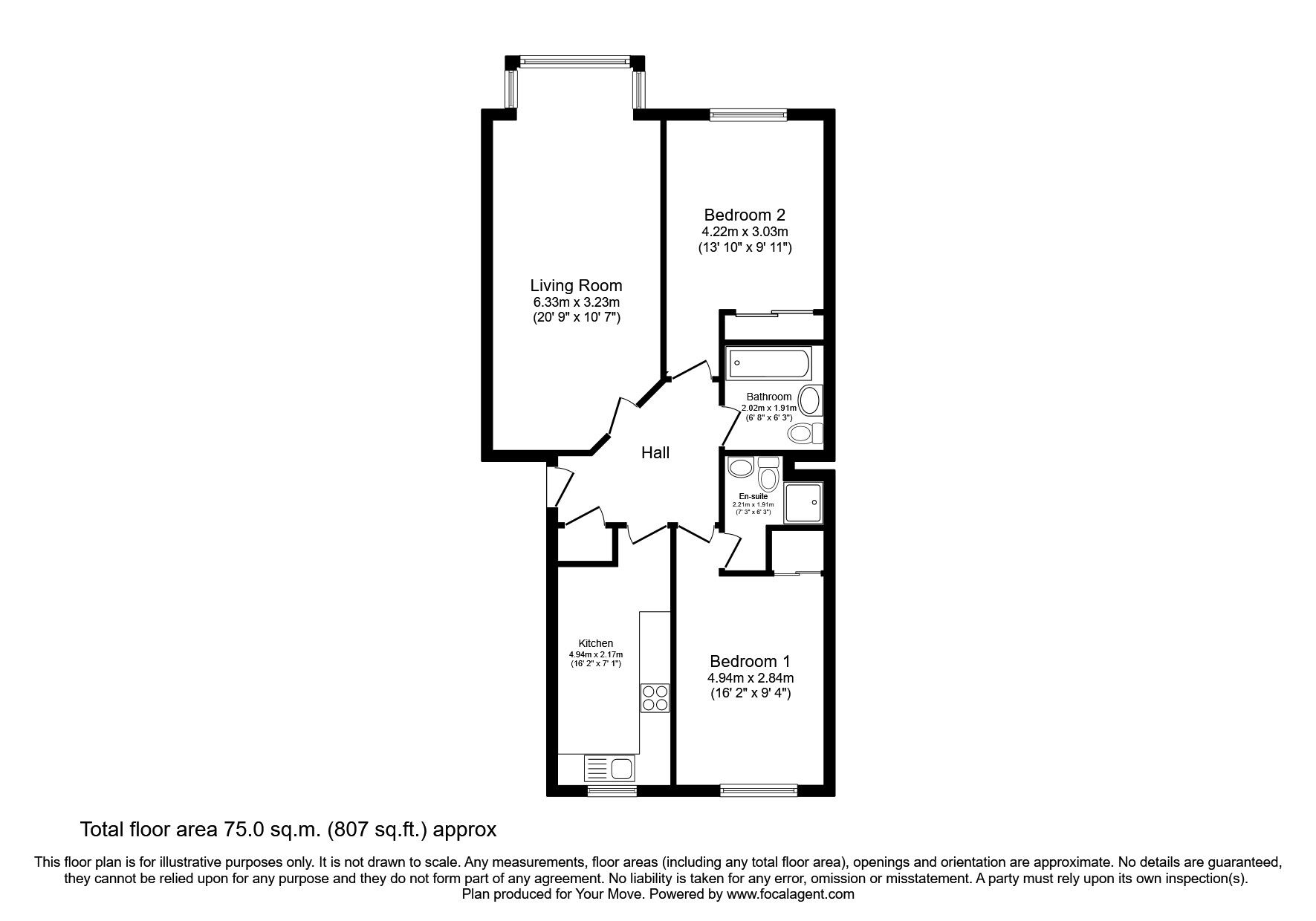 Floorplan of 2 bedroom  Flat to rent, Abbey Craig Court, Stirling, FK9