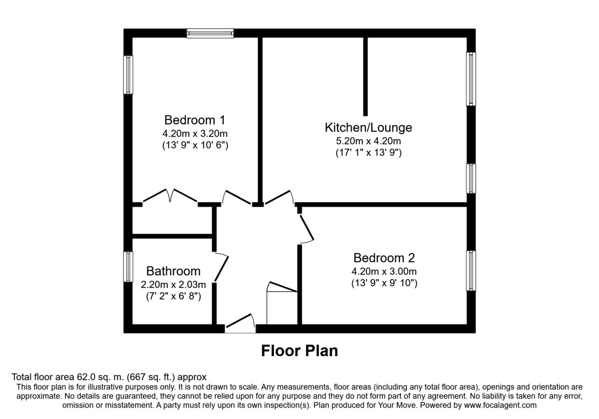 Floorplan of 2 bedroom Flat to rent, Glendevon Drive, Stirling, Stirlingshire, FK8