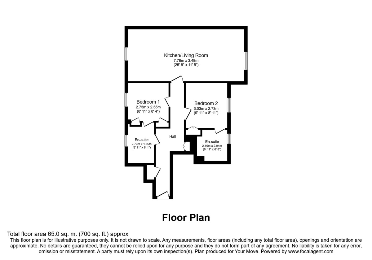 Floorplan of 2 bedroom  Flat to rent, Old Harbour Square, Stirling, FK8