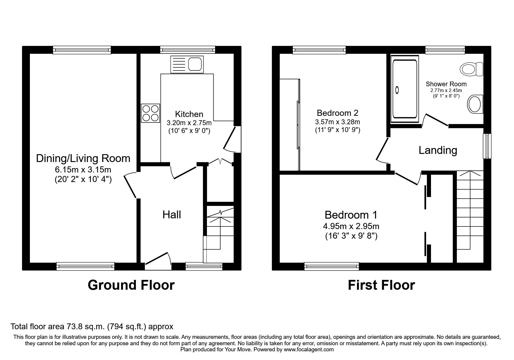 Floorplan of 2 bedroom Semi Detached House for sale, Townhill Road, Hamilton, South Lanarkshire, ML3