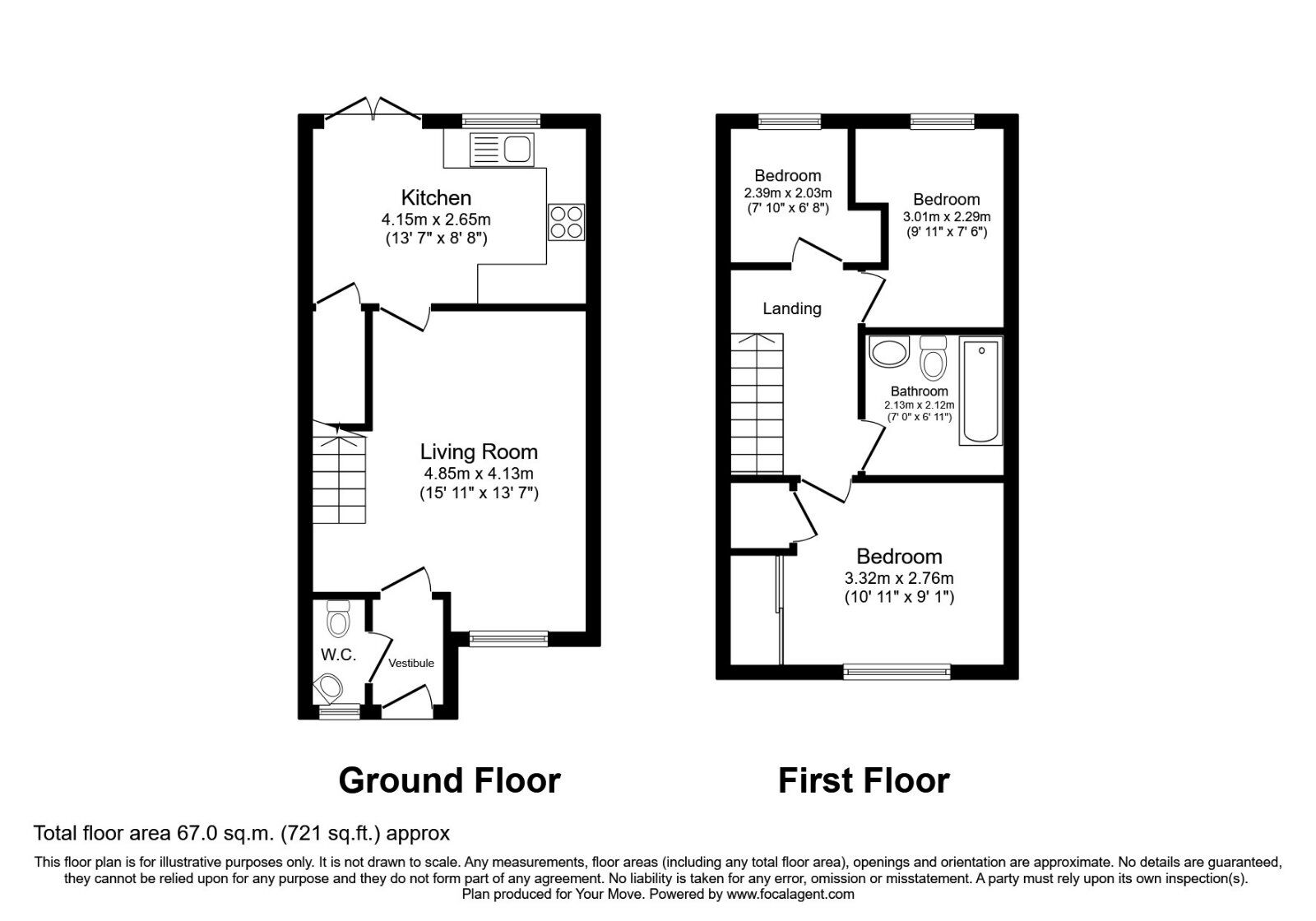 Floorplan of 3 bedroom End Terrace House to rent, Auld Kirk Road, Tullibody, Clackmannanshire, FK10