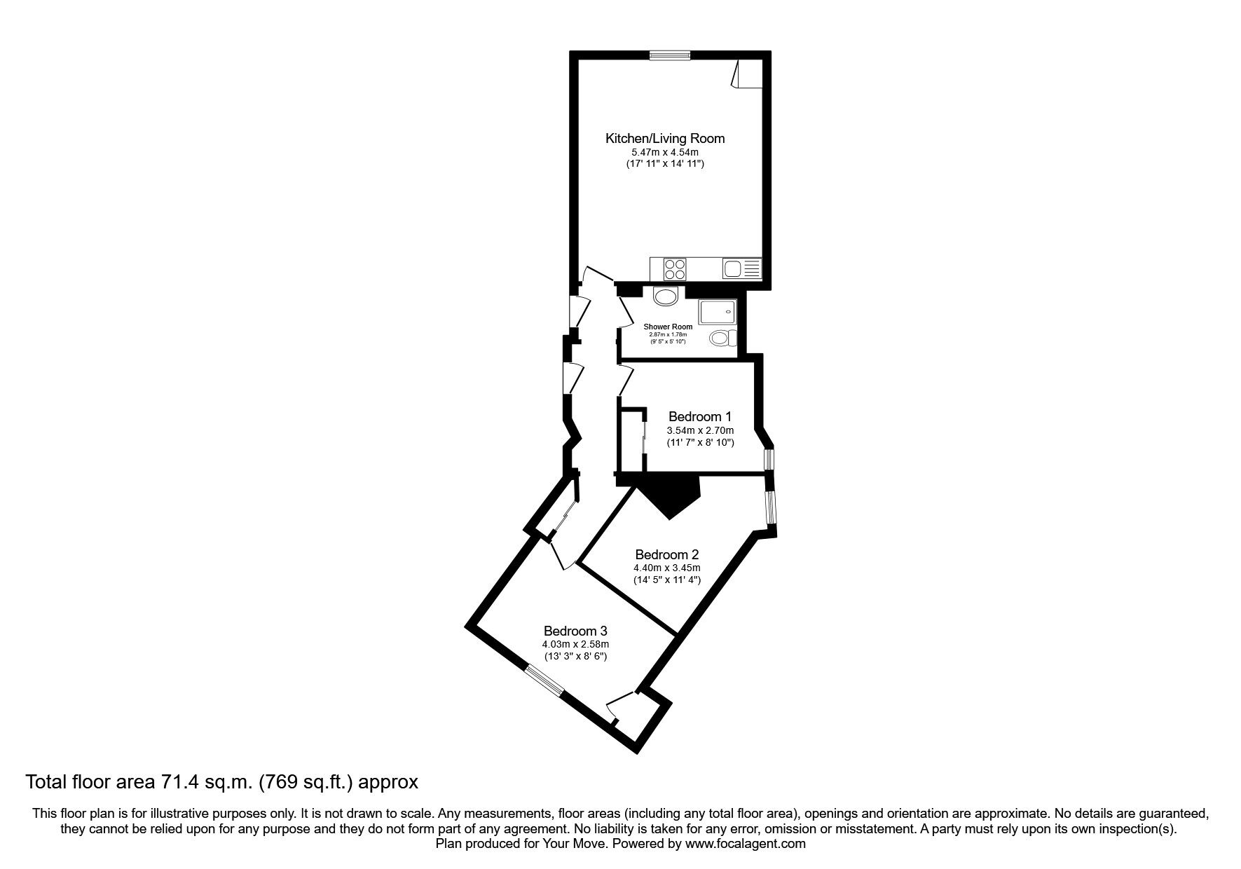 Floorplan of 3 bedroom  Flat for sale, Queen Street, Stirling, Stirlingshire, FK8