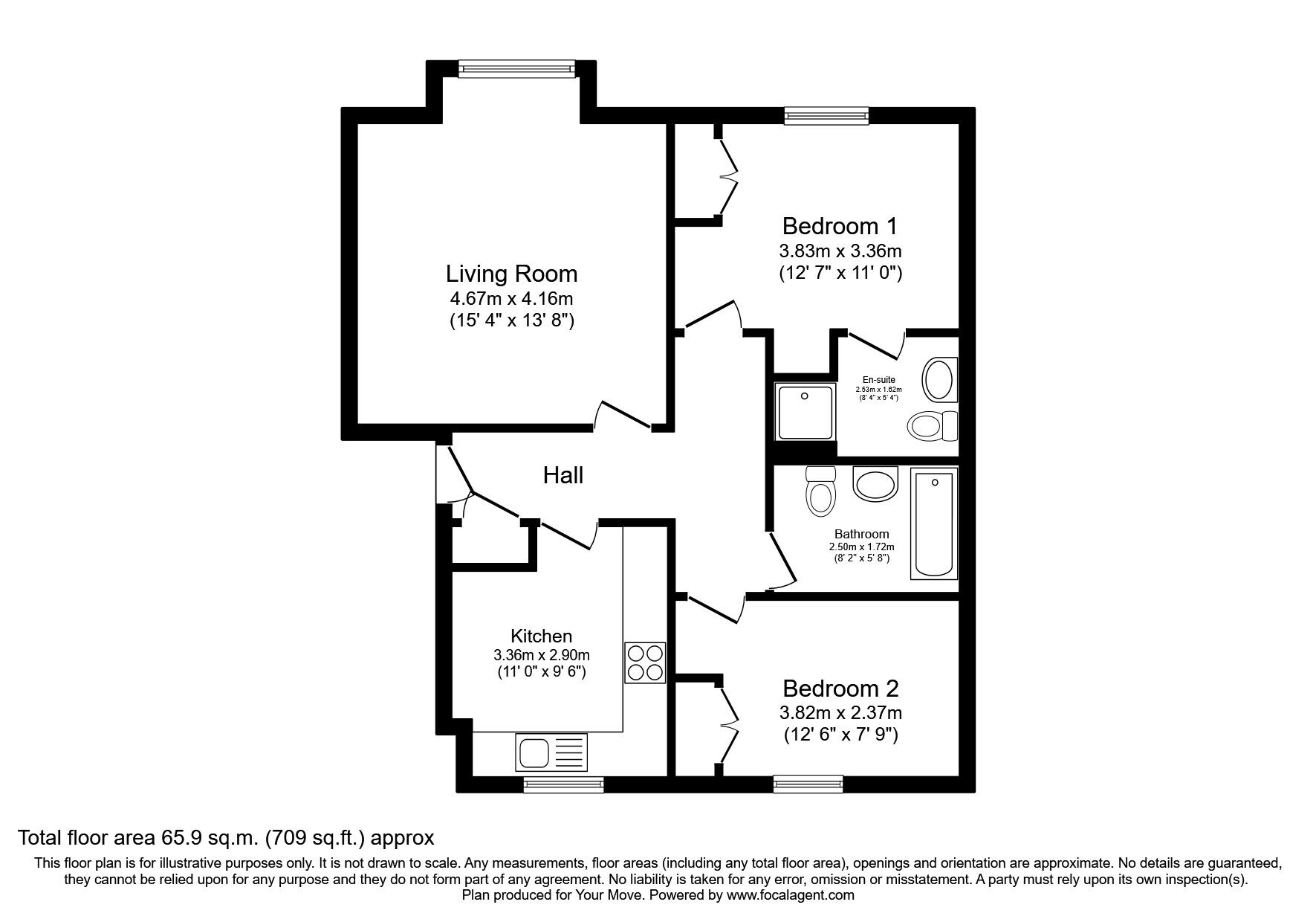 Floorplan of 2 bedroom  Flat for sale, Oliphant Court, Stirling, Stirlingshire, FK8
