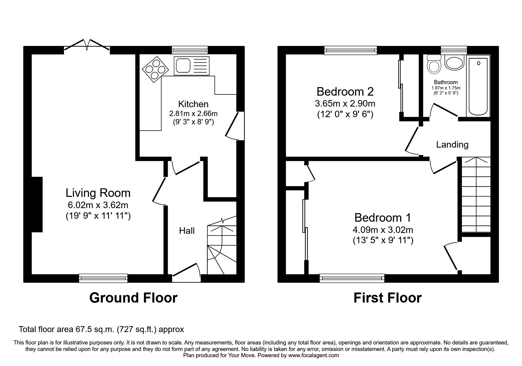 Floorplan of 2 bedroom Semi Detached House for sale, Gillies Hill, Cambusbarron, Stirlingshire, FK7