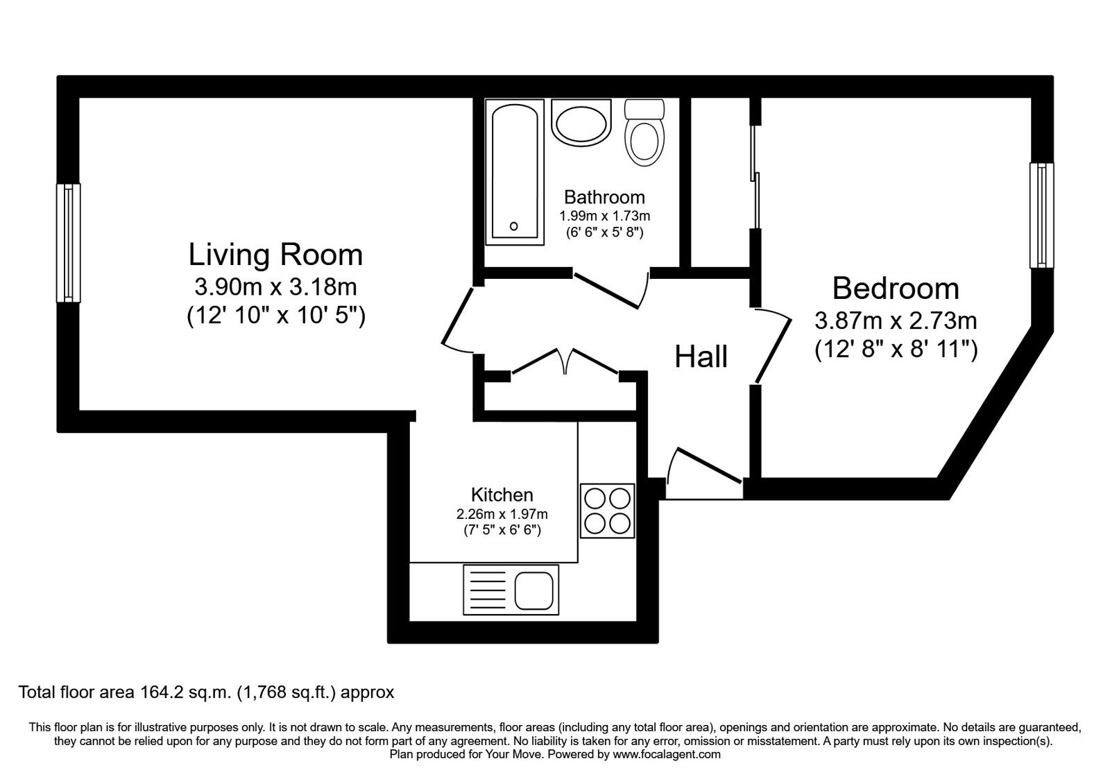 Floorplan of 1 bedroom  Flat for sale, Baker Street, Stirling, Stirlingshire, FK8