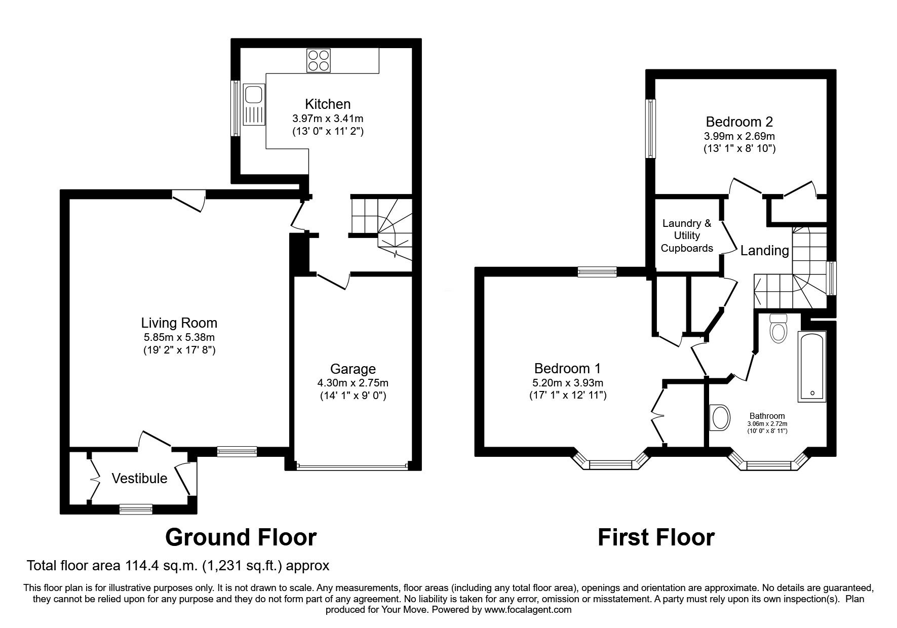 Floorplan of 3 bedroom Semi Detached Property for sale, Fintry Road, Kippen, Stirlingshire, FK8