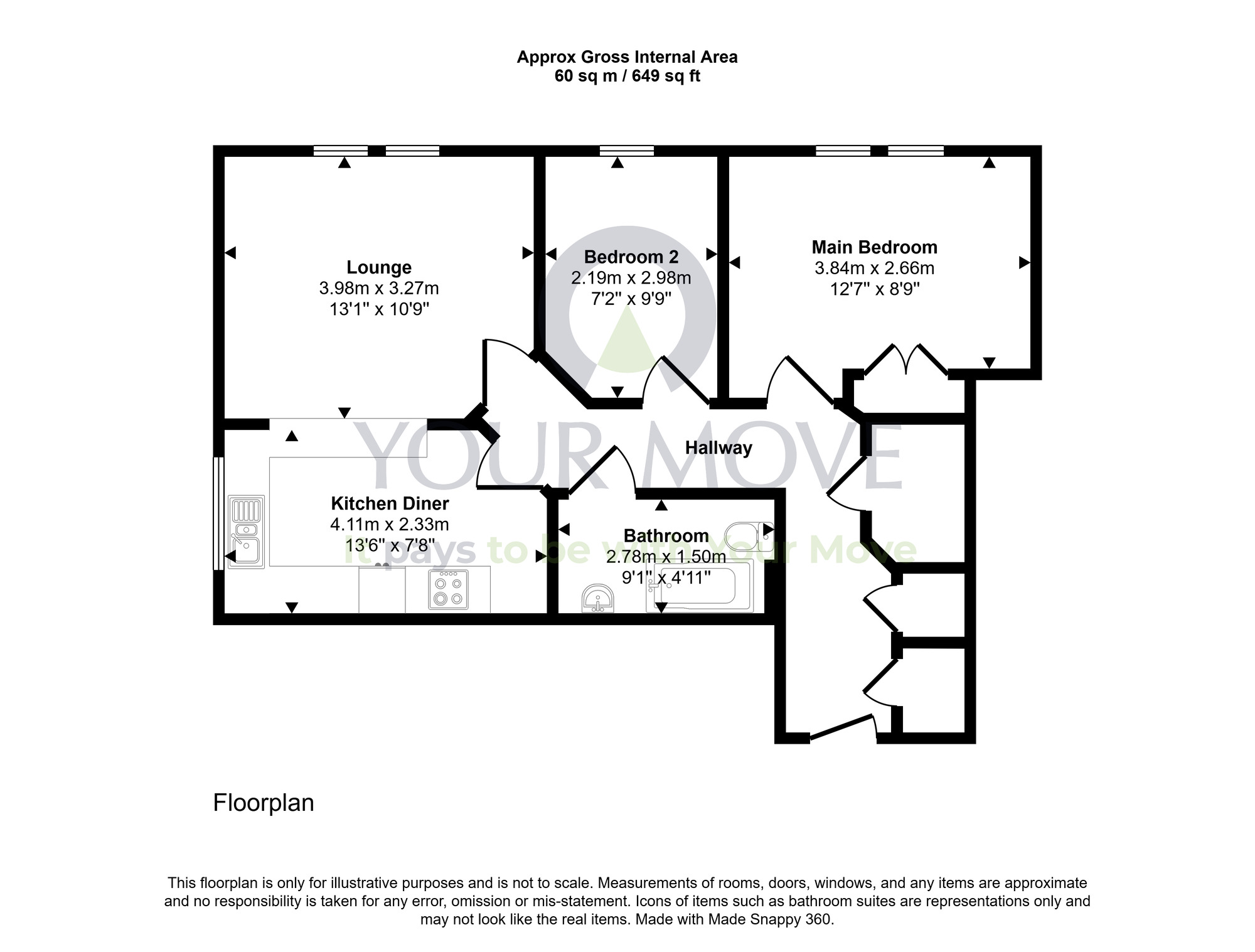Floorplan of 2 bedroom Flat for sale, Johnstone Court, Church Street, Perth and Kinross, PH7