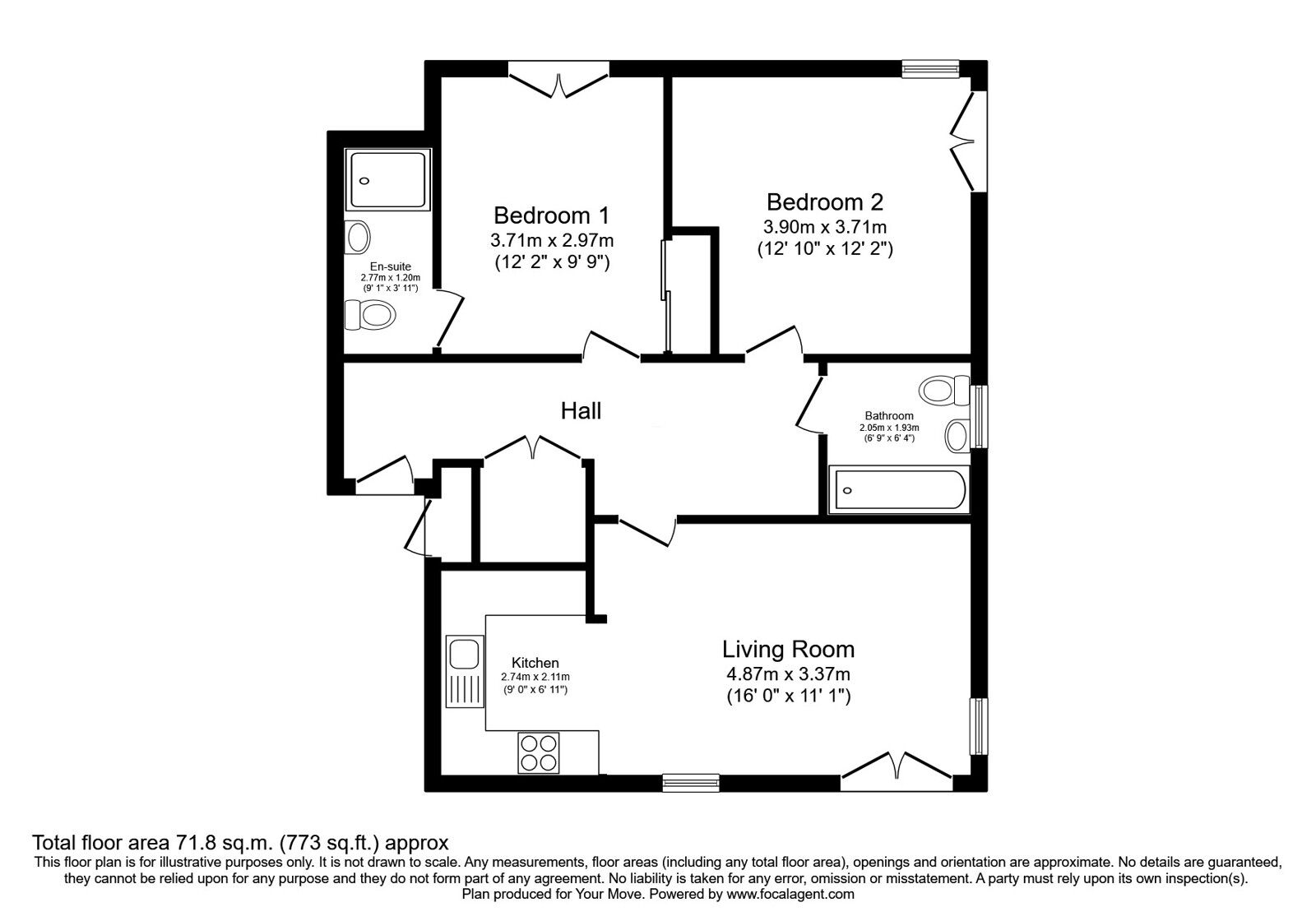 Floorplan of 2 bedroom  Flat for sale, Drip Road, Stirling, Stirlingshire, FK8