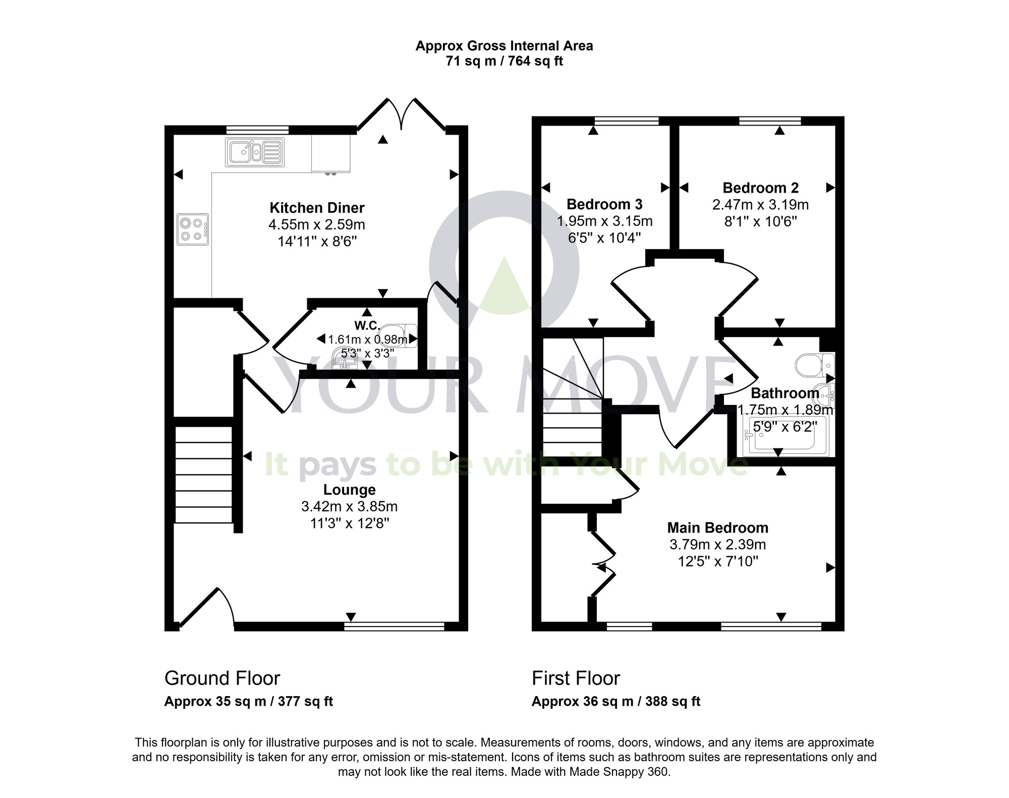 Floorplan of 3 bedroom Semi Detached House for sale, Curlers Loan, Stirling, Stirlingshire, FK8