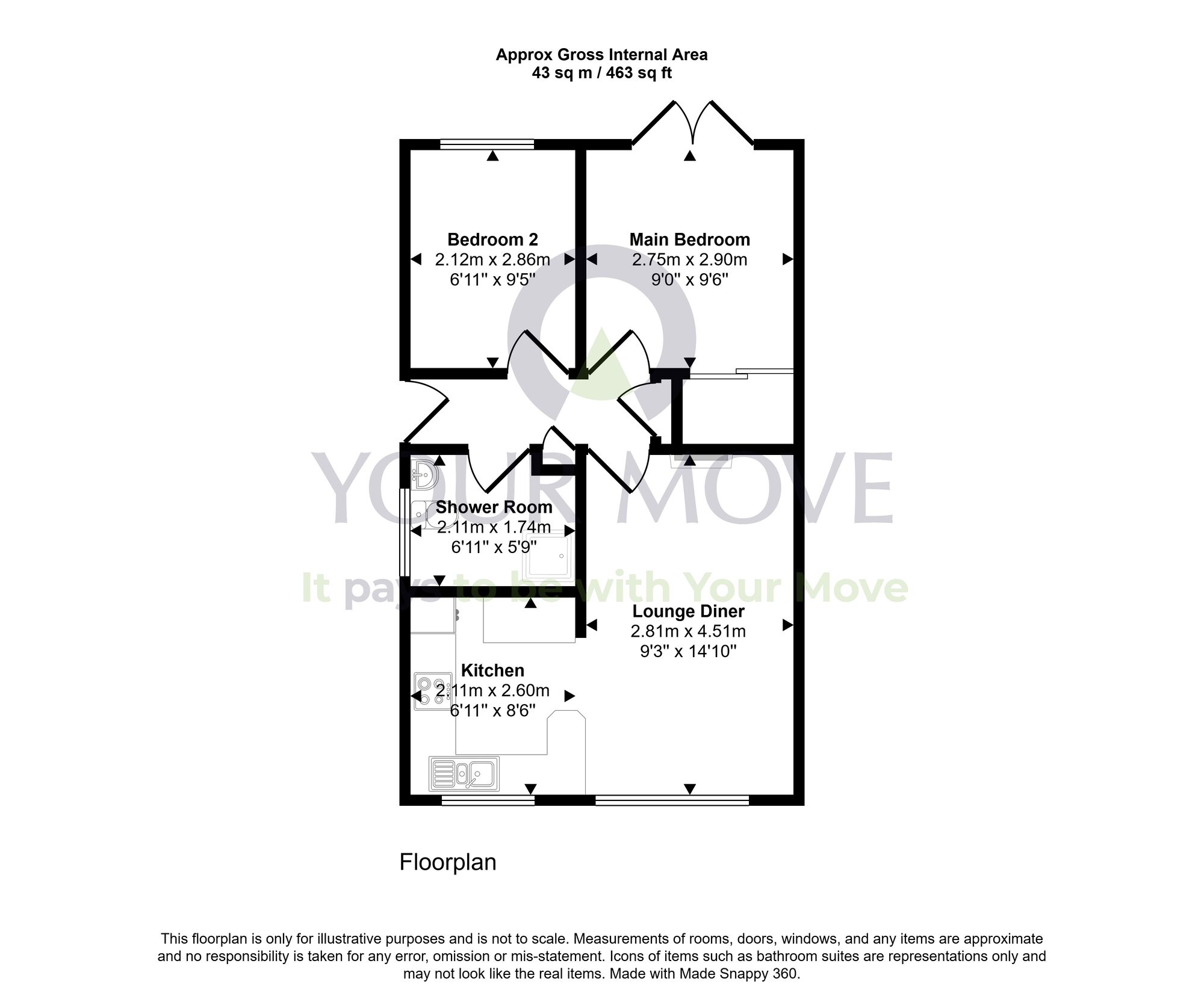 Floorplan of 2 bedroom Semi Detached Bungalow for sale, Chisholm Avenue, Stirling, Stirlingshire, FK9