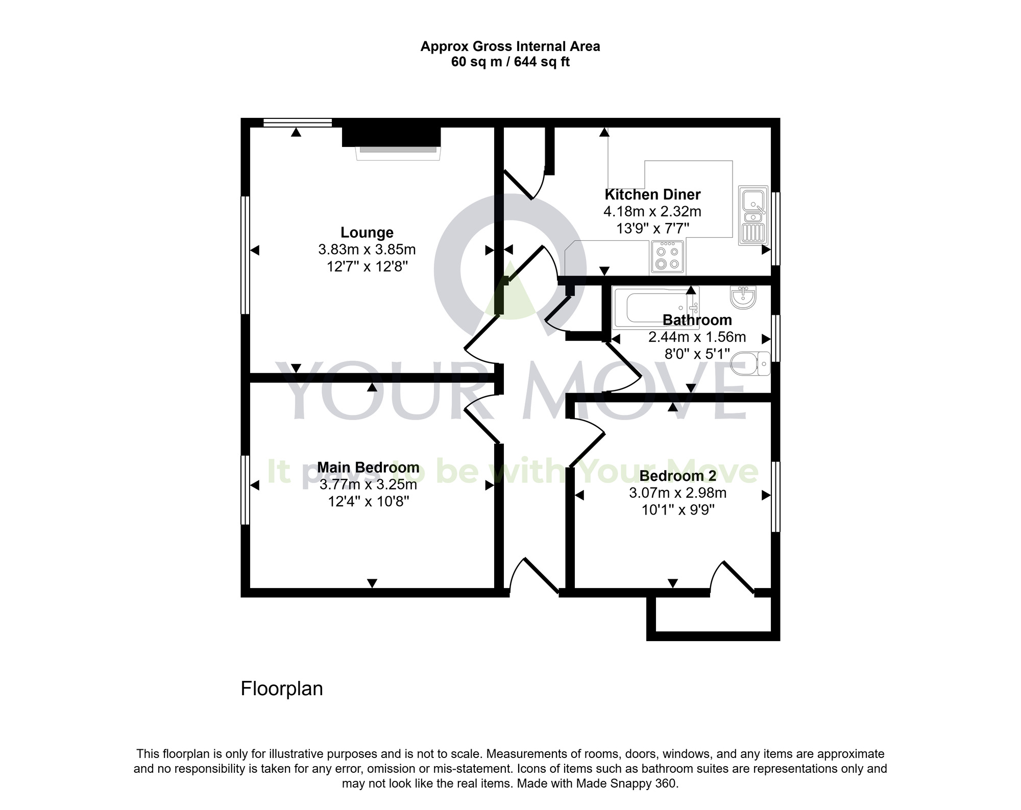 Floorplan of 2 bedroom Flat for sale, Alva, Clackmannanshire, FK12