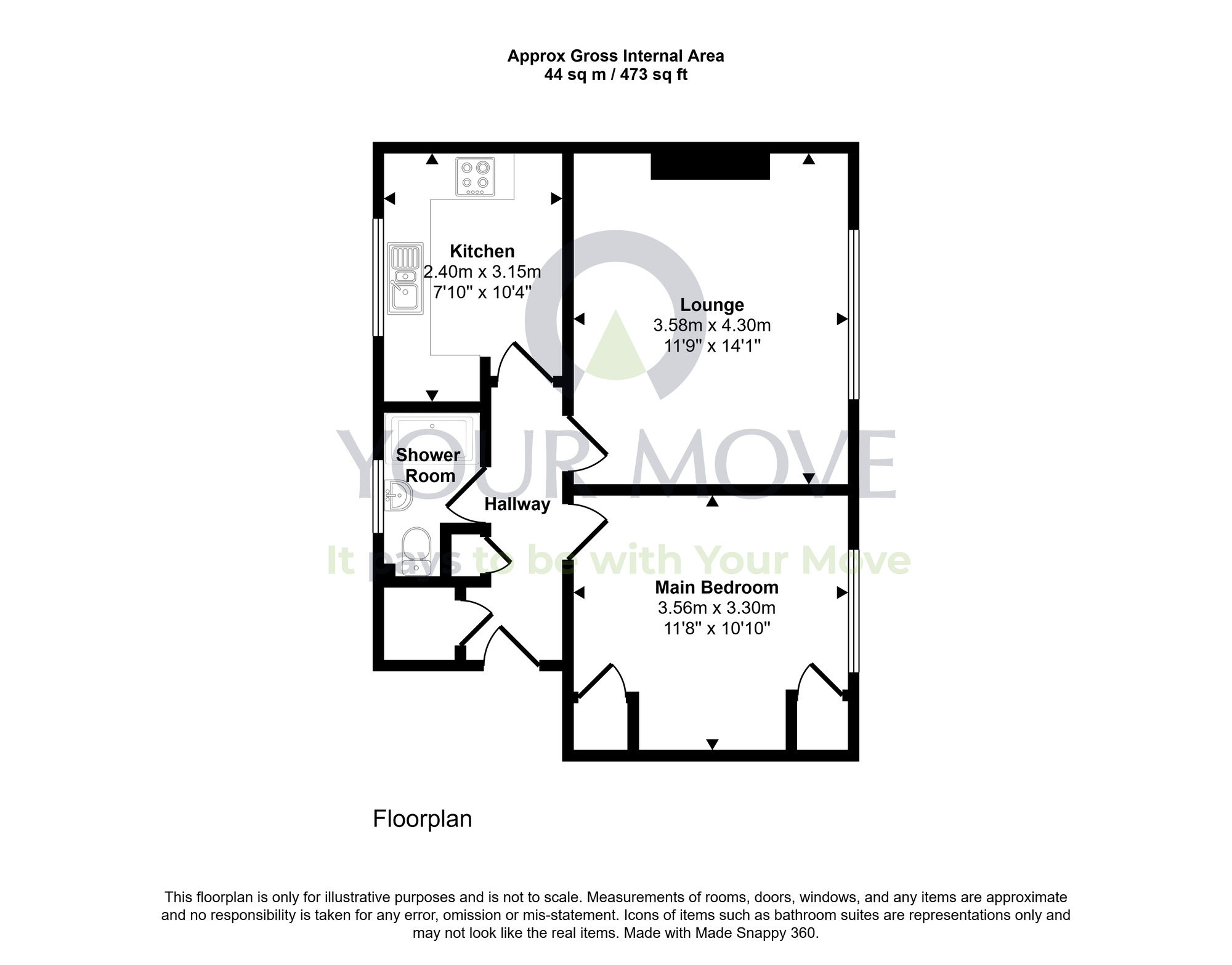 Floorplan of 1 bedroom Flat for sale, Donaldson Place, Cambusbarron, Stirling, FK7
