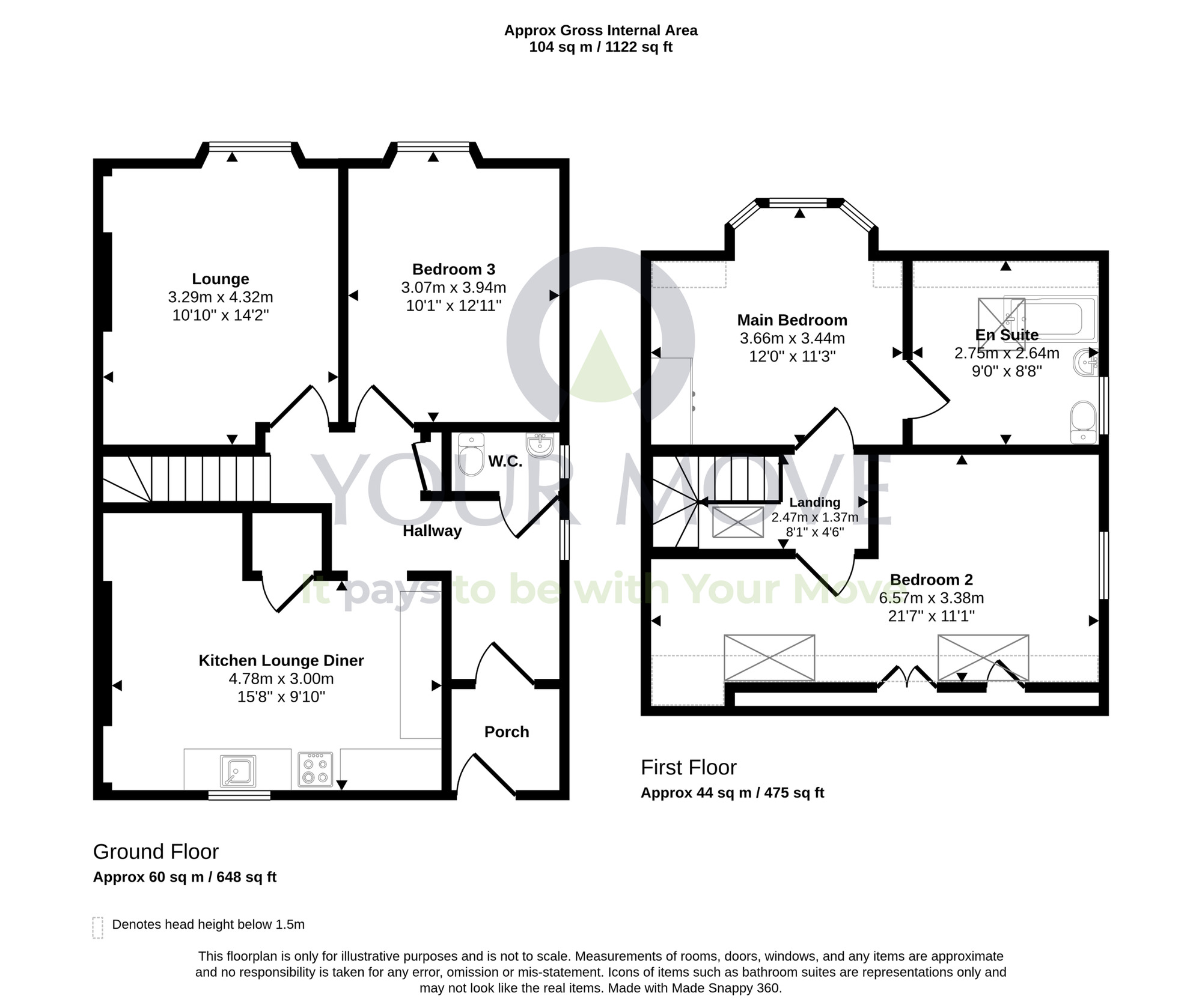 Floorplan of 3 bedroom End Terrace Flat for sale, Abbey Road Place, Stirling, Stirlingshire, FK8