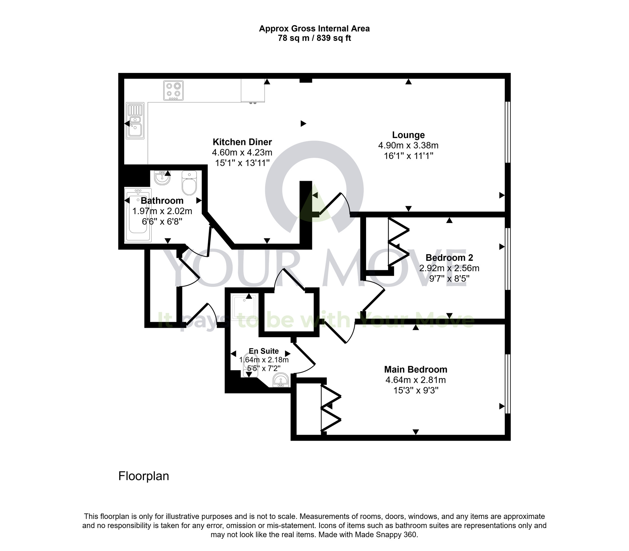 Floorplan of 2 bedroom Flat for sale, Woolcarder's Court, Cambusbarron, United Kingdom, FK7