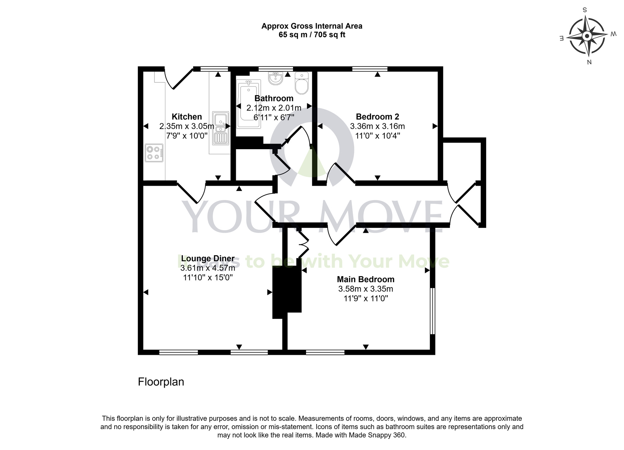 Floorplan of 2 bedroom Flat for sale, Wedderburn Street, Dunfermline, Fife, KY11