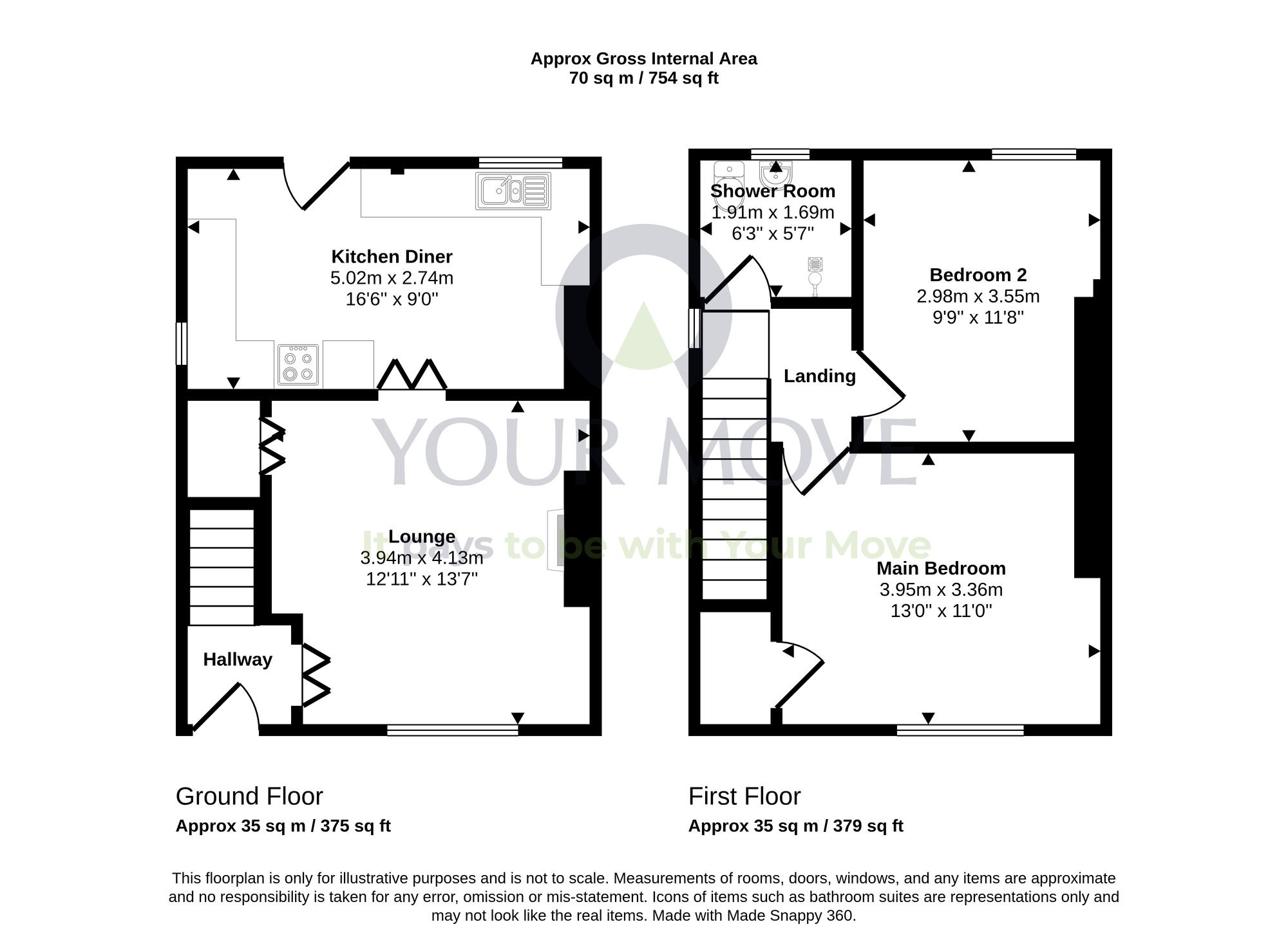 Floorplan of 2 bedroom Semi Detached House for sale, Woodside Place, Fallin, Stirlingshire, FK7
