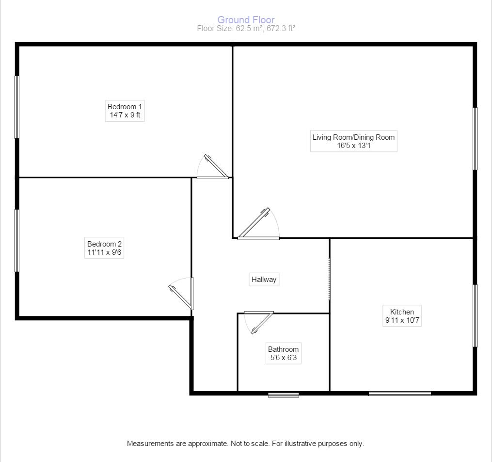 Floorplan of 2 bedroom  Flat to rent, Larkspur Way, Epsom, Surrey, KT19