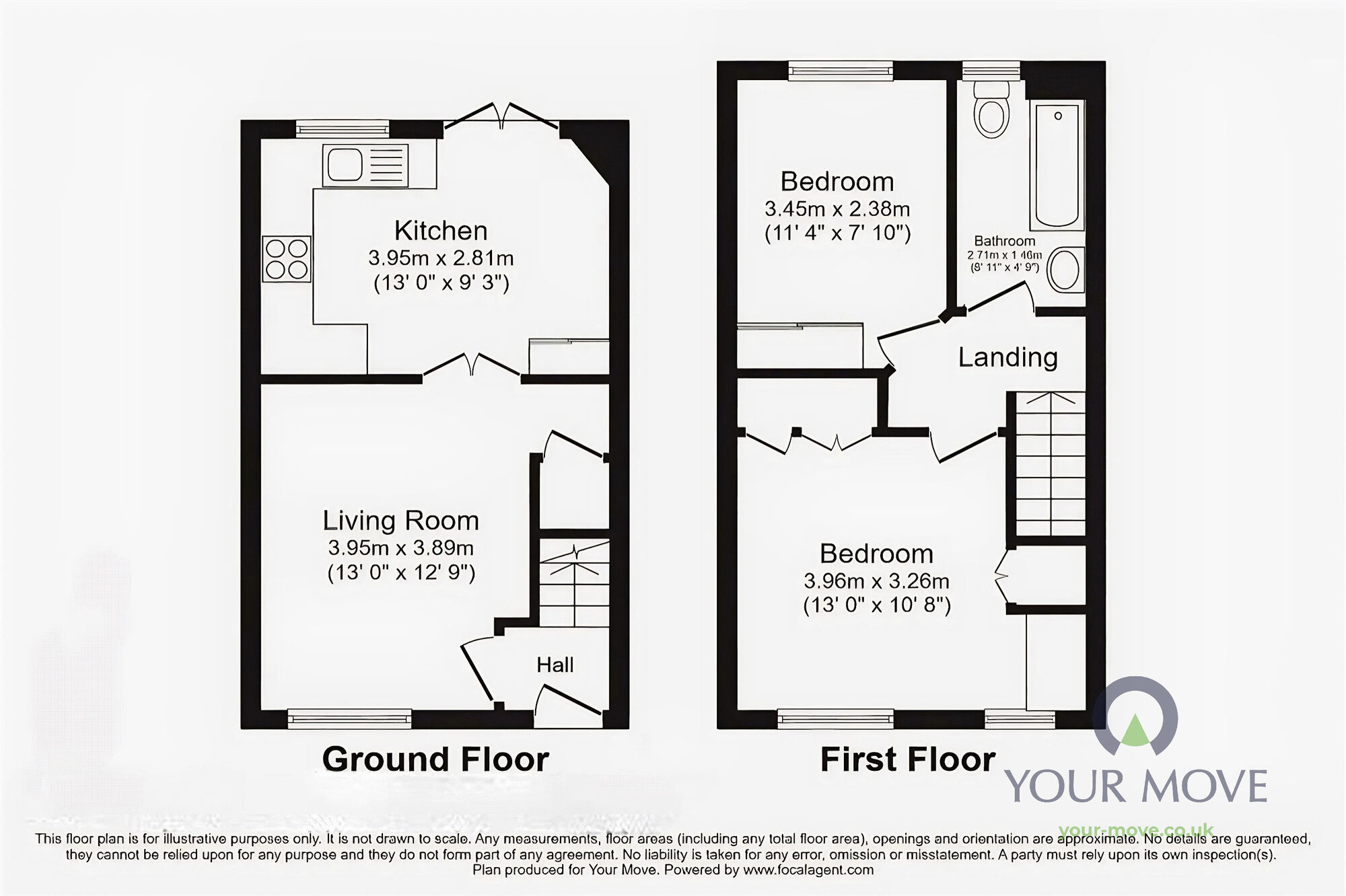 Floorplan of 2 bedroom Mid Terrace House to rent, Charles Babbage Close, Chessington, Surrey, KT9