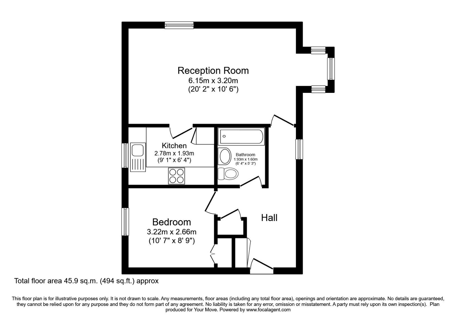 Floorplan of 1 bedroom  Flat to rent, The Mount, 23B St. James Road, Sutton, SM1