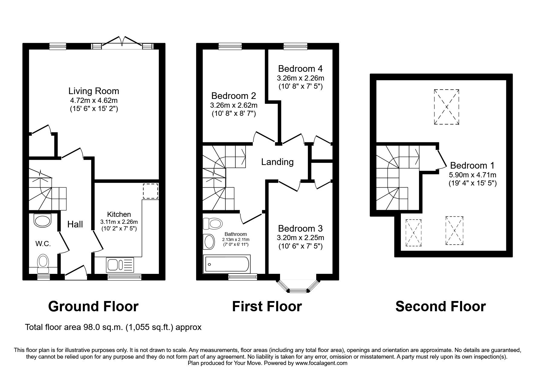 Floorplan of 4 bedroom Mid Terrace House to rent, Stayton Road, Sutton, Surrey, SM1